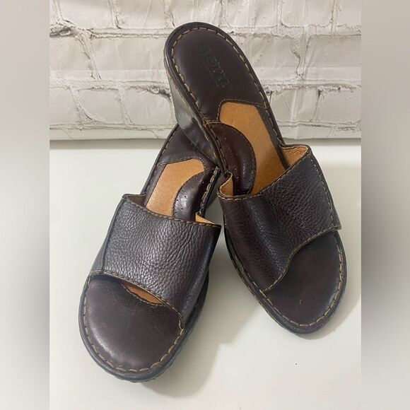 Brown Leather women’s Born Sandals - Picture 2 of 9